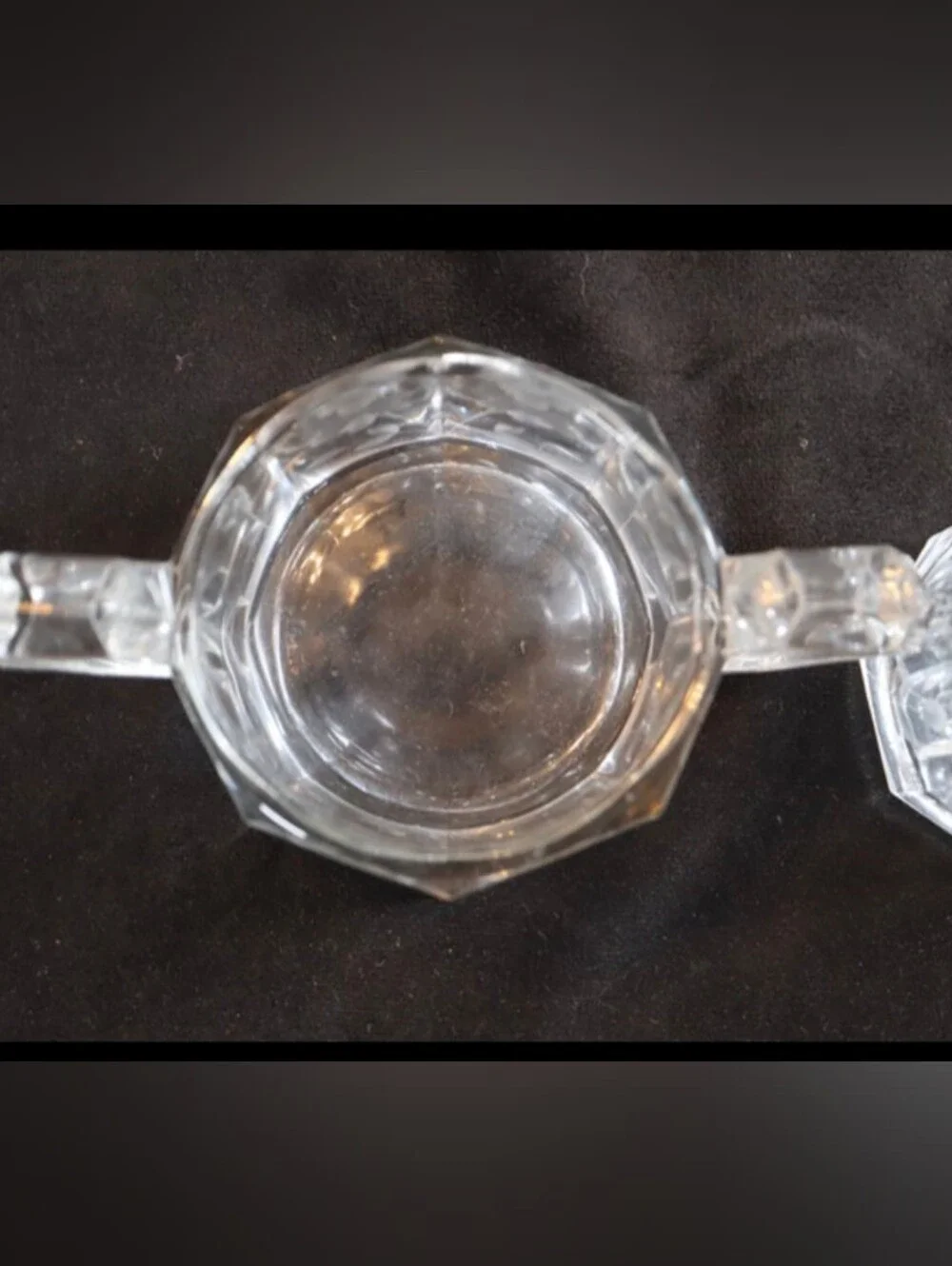 Vintage Heisey Quator Etched Floral Heavy Glass Creamer & Sugar Bowl Set